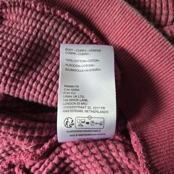 BDG Leah Pink Waffle Knit Zip Up Hoodie Sweatshirt Size XS - Picture 8 of 8